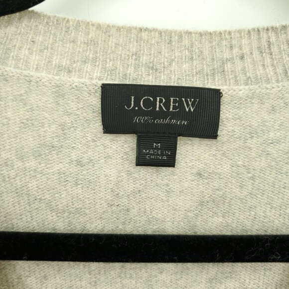 J. Crew Cashmere Boyfriend V-neck Relaxed Fit Sweater M Heather Beige/Grey - Picture 2 of 13